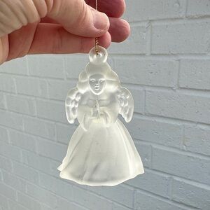 Frosted Glass Angel Bell Ornament with Gold Cord for hanging